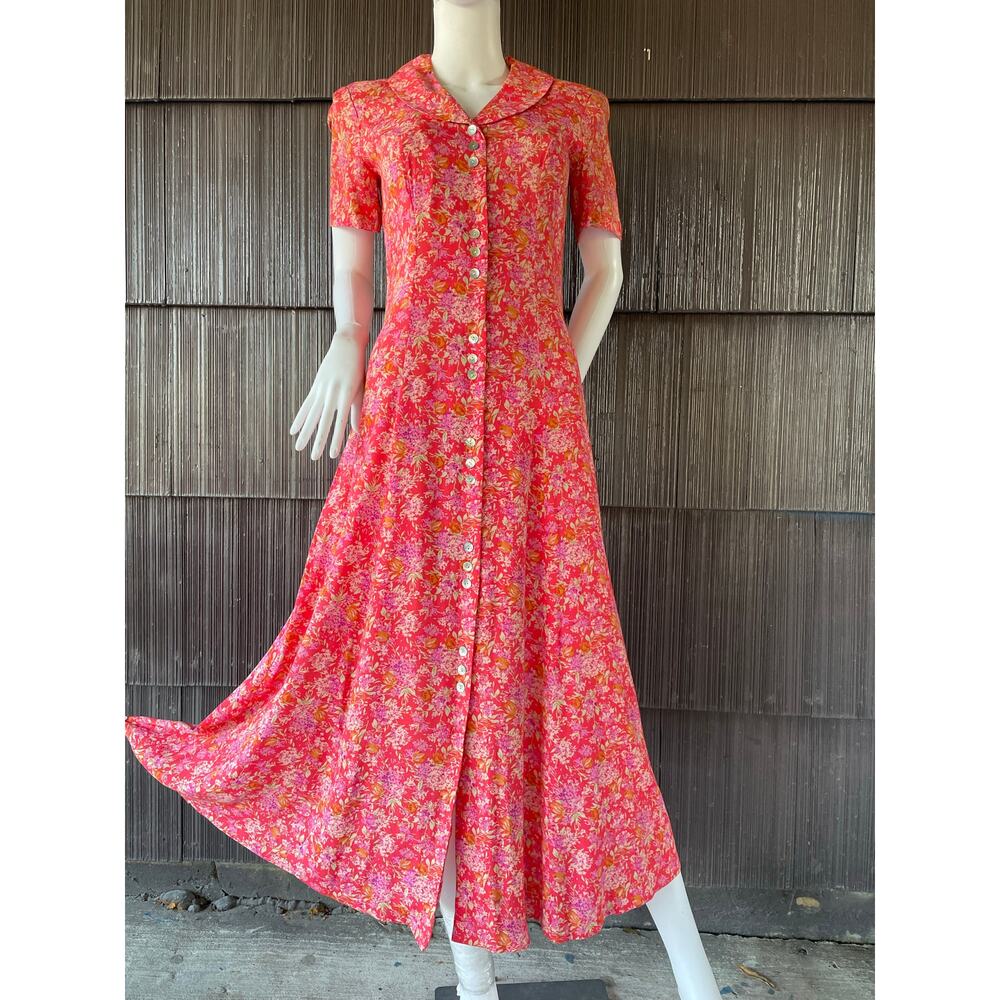 ๐ฅVintage Dressbarn Floral Whimsy Cottagecore Coastal Flowy Feminine Maxi Dress